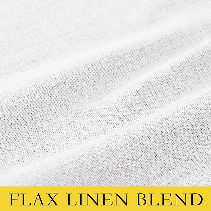 NICETOWN Greyish White 100% Blackout Linen Curtains 90" Long, Farmhouse Thick - Image 9