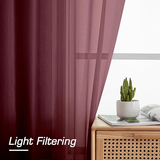 Aiyufeng 108 Inch Red Sheer Window Curtains - Image 6
