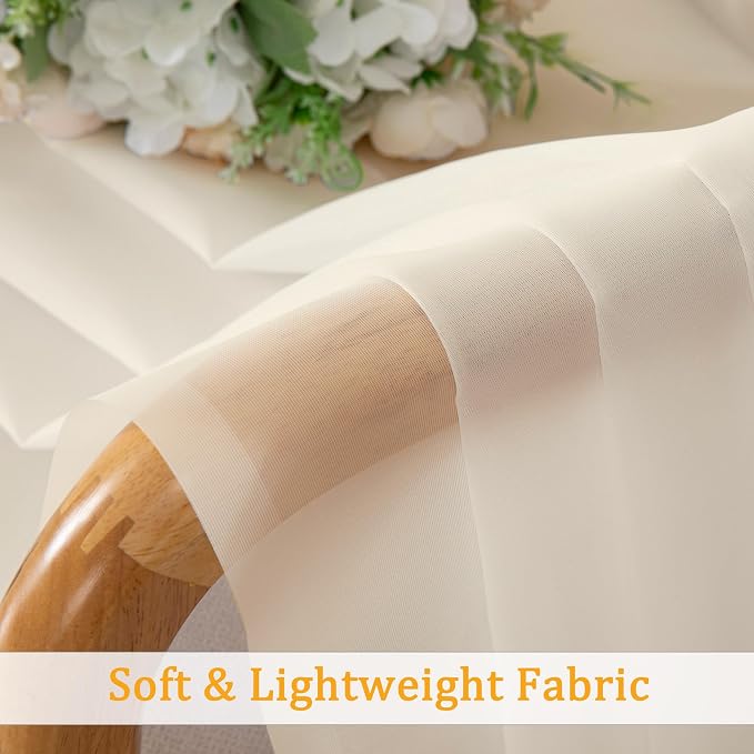 Gwine Cream Valances for Windows, Small Light Filtering Rod Pocket Cafe Valance - Image 8