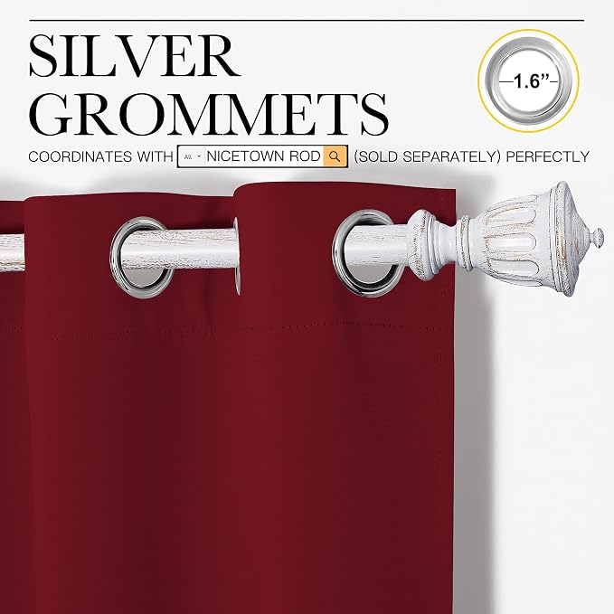 NICETOWN Burgundy Red Blackout Draperies Curtains - Image 3