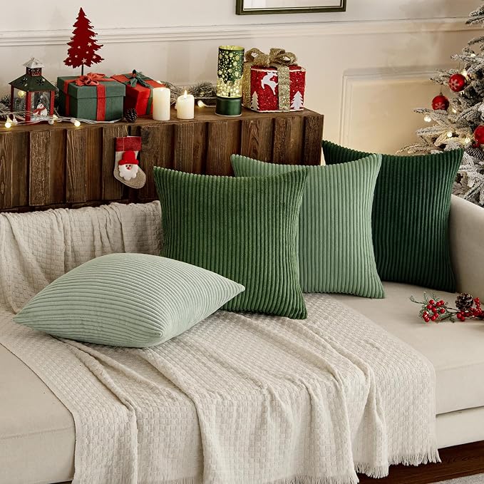 MIULEE Boho Farmhouse Sage Green Throw Pillow Covers 22x22 Inch Set of 4 - Image 8