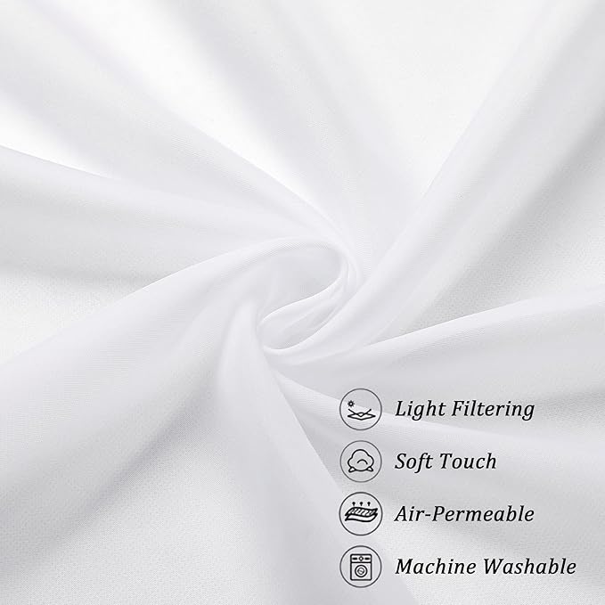 Chyhomenyc Sheer White Tier Curtains 24 Inch Length Set, Small Window Curtains - Image 6
