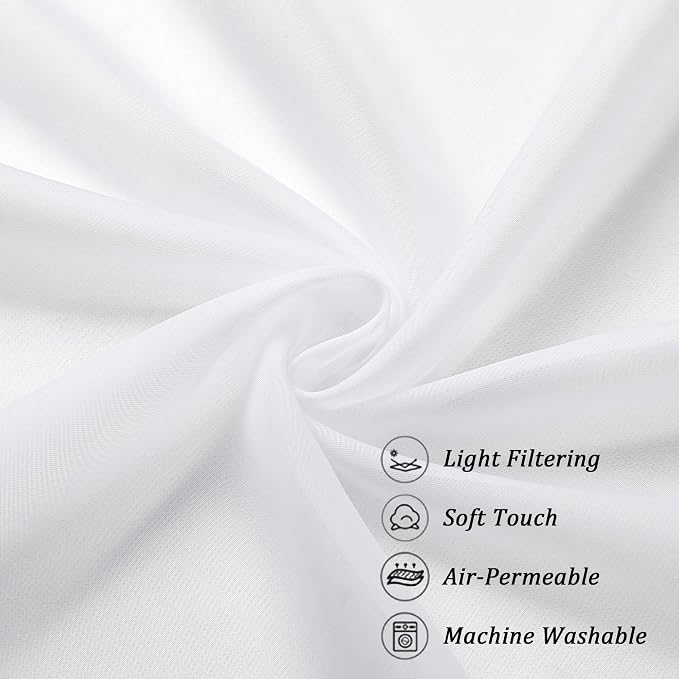 Chyhomenyc White Sheer Curtains 45 Inch Long 2 Panels, Short Voile Drapes - Image 7