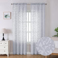 Lecloud Leia Light Grey Sheer Curtains 96 Inches Long 2 Panels, Jacquard Leaves by Lecloud
