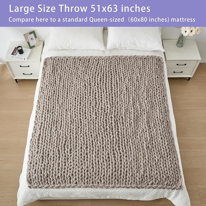 Bigacogo Chunky Knit Throw Blanket - Image 6