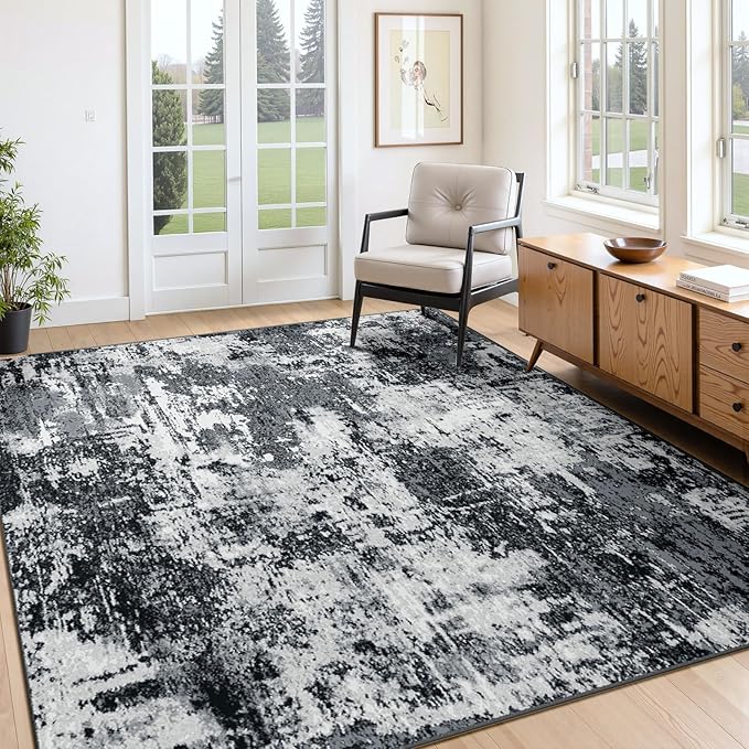 Washable Area Rugs 4'x6' Non-Slip Modern Abstract Soft by RELEANY