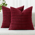 MIULEE Pack of 2 Burgundy Corduroy Decorative Pillow Covers 20x20 Inch Soft by MIULEE
