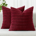 MIULEE Corduroy Decorative Throw Pillow Covers 18x18 Burgundy Pack of 2 | Soft by MIULEE