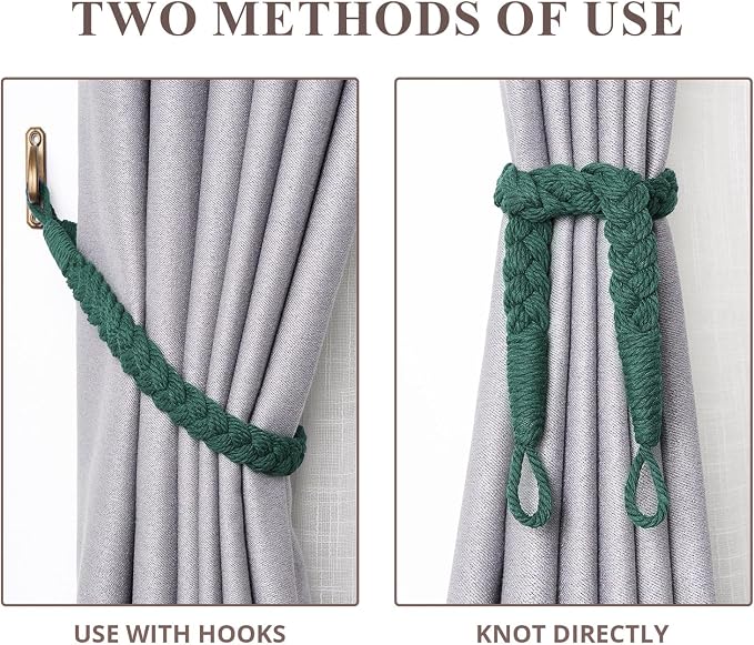 NICEEC 4 Pack Natural Cotton Rope Curtain Tiebacks Elegant Boho Style - Image 5