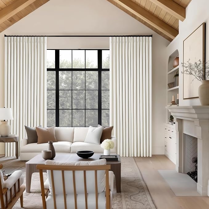 Natural Linen Pinch Pleated 100% Blackout Curtains 80 Inches Long 2 Panels | - Image 8