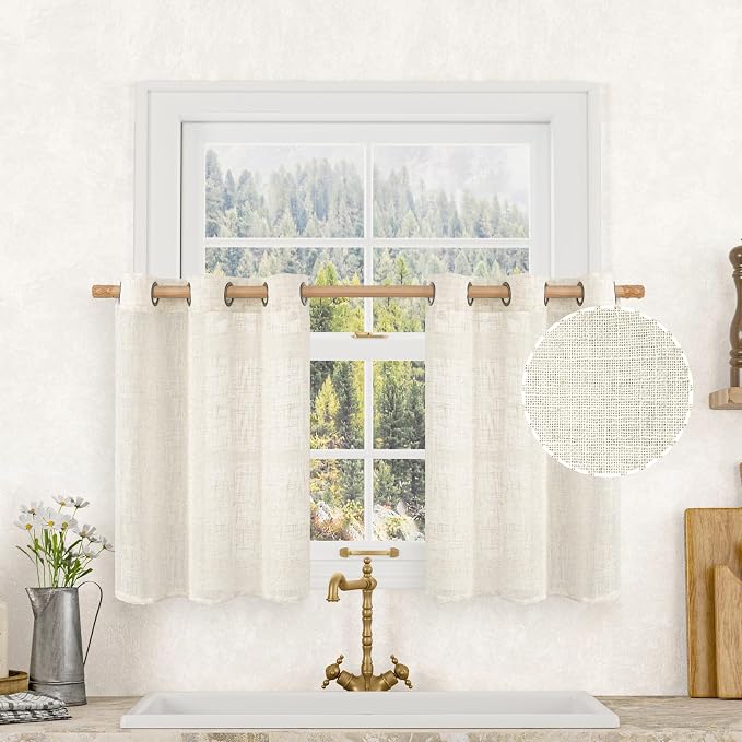 LAMIT 30 Inch Cafe Linen Curtains by LAMIT