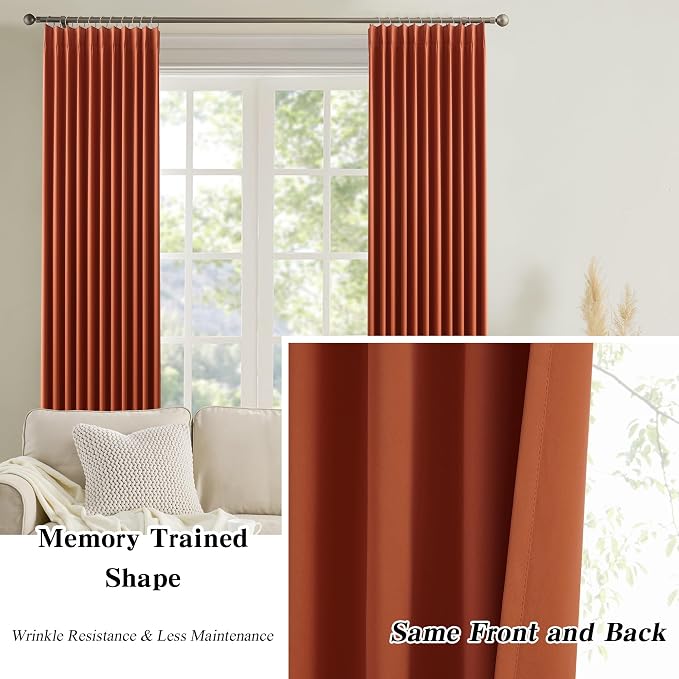 Long Copper Blackout Burnt Orange Curtains - Image 6