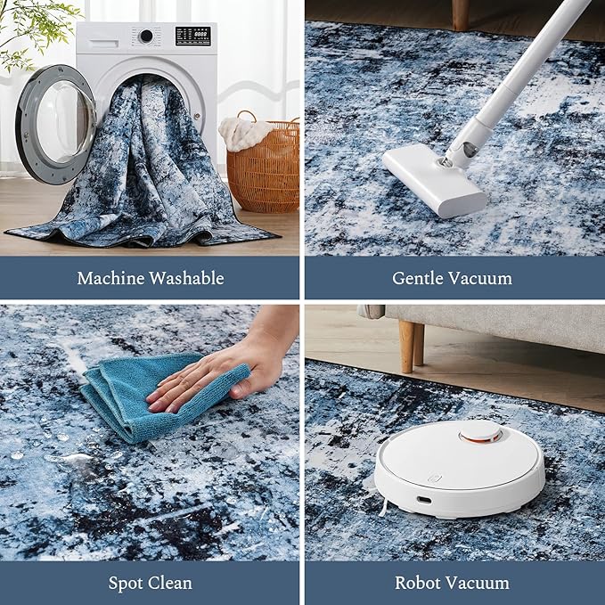 Rugflix Round Area Rugs 4Ft for Living Room, 4x4 Washable Rug Stain-Resistant - Image 4