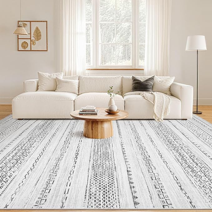 Nakagishi 5x8 Area Rugs Living Room: Washable Boho Large Neutral Soft Farmhouse - Image 4