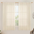 LAMIT Beige Linen Curtains 63 inches Long, Light Filtering Linen Textured Semi by LAMIT