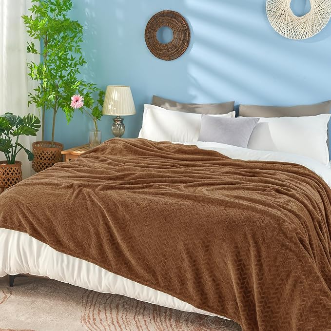 inhand Fleece Twin Blanket for Bed Chocolate Brown Throw Blanket for Couch - Image 5