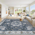 Area Rug 8x10 Washable Rug, Vintage Boho Medallion Rugs Non-Slip Soft Low Pile by VECARF