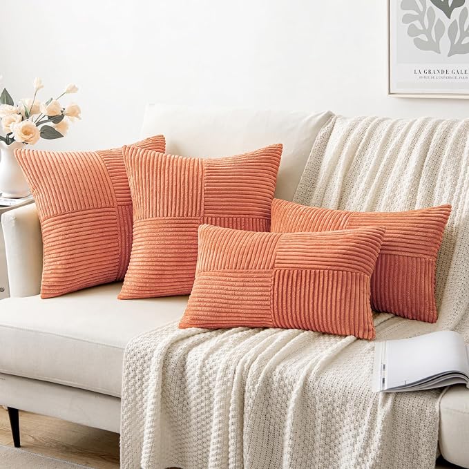 MIULEE Coral Red Decorative Throw Pillow Covers 20x20 Inch - Image 4