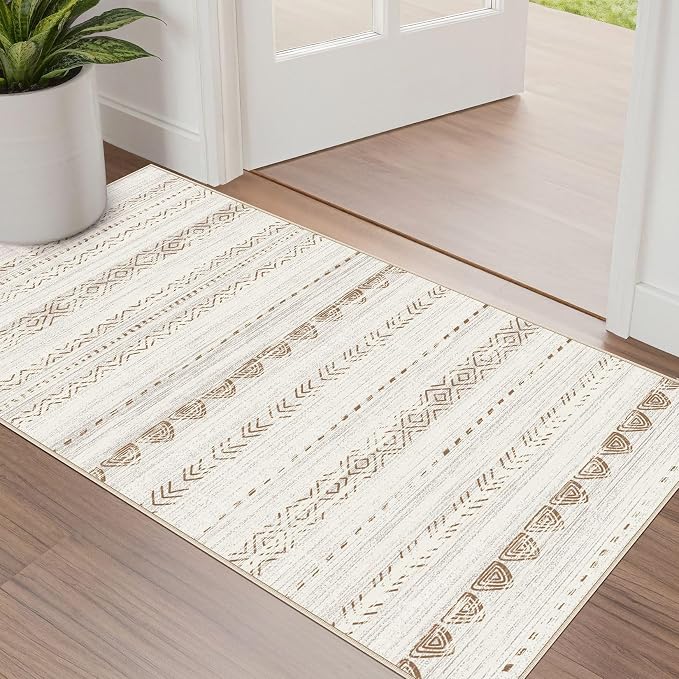 Nakagishi 2X4 Rug Washable Area Rug: Small Soft Boho Farmhouse Neutral Moroccan by NakagishiAreaRug