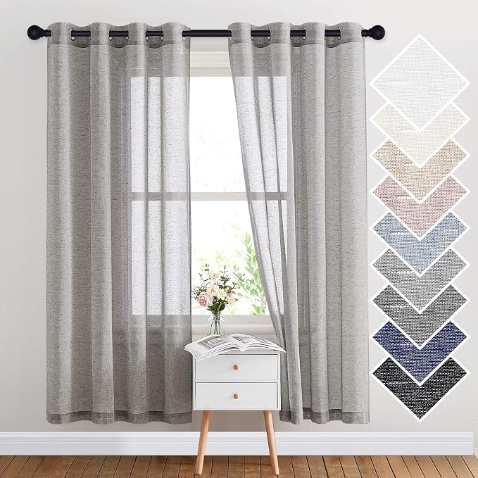 NICETOWN Sheer Curtains Open Linen Blend - Image 2