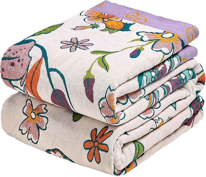 MSGKV Boho Throw Blanket 50"x60" Floral Blanket by MSGKVHomeTextiles