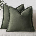 MIULEE Decorative Throw Pillow Covers Neutral Linen Fringe Throw Pillows Set of by MIULEE