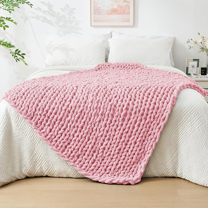 Bigacogo Chunky Knit Throw Blanket by Bigacogo