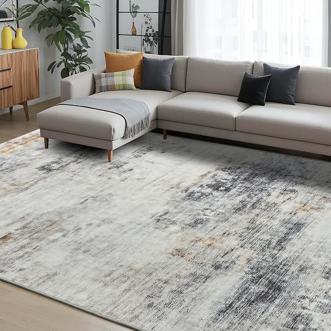 Toneed Abstract Area Rug 7x9 Modern Washable Rug Soft Non Slip Rug Low Pile - Image 2