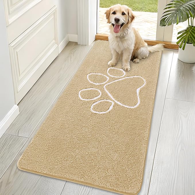 OLANLY Dog Door Mat for Muddy Paws 70x35, Paw Print Design, Absorbs Moisture by OLANLY