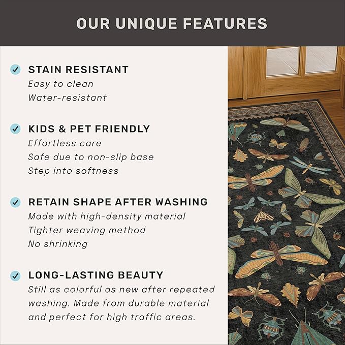 Dark 6x8 Insect Area Rug for Living Room - Image 7
