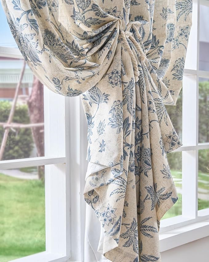 jinchan Lined Linen Floral Curtains - Image 7
