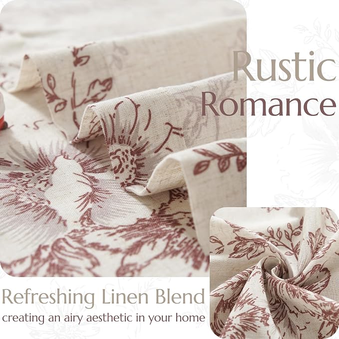 jinchan Linen Blend Curtain Floral Curtains - Image 4