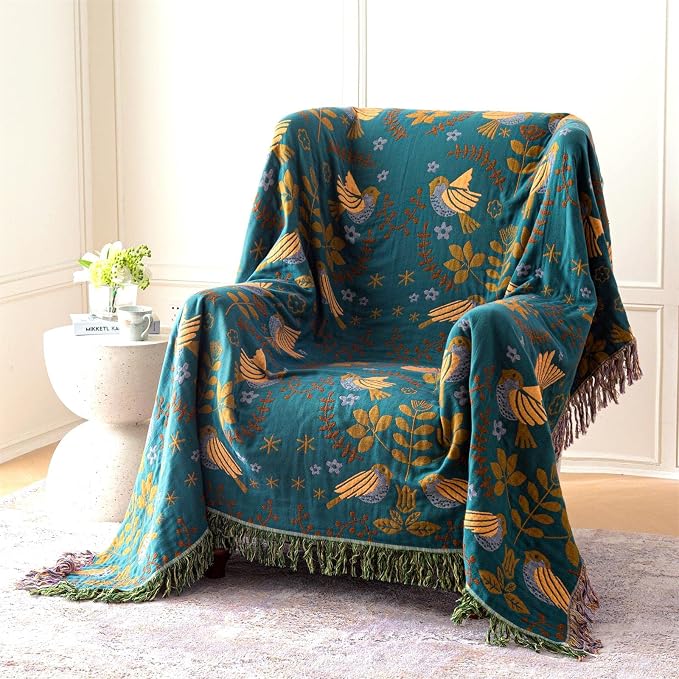 MSGKV Boho Throw Blanket 100% Cotton Blankets - Image 3
