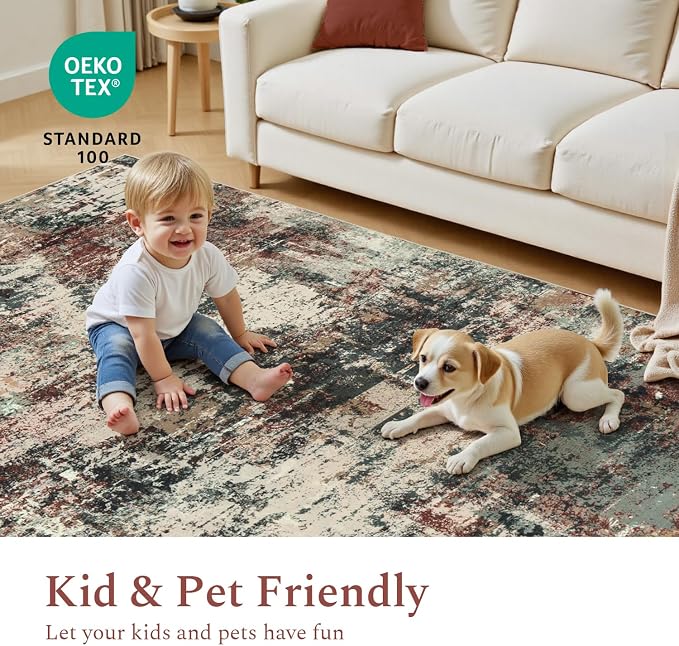 Rugflix 5x7 Area Rugs for Living Room, Washable Large Rug Stain-Resistant Low - Image 6