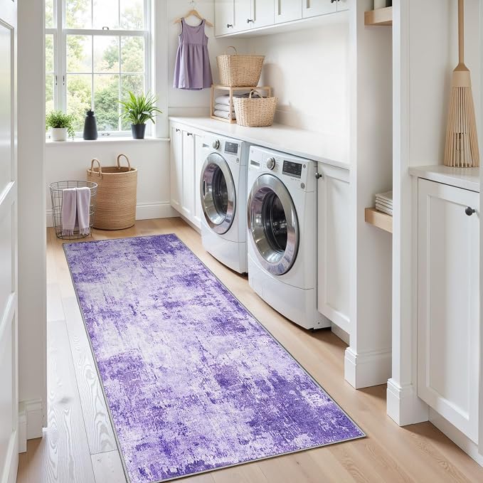 Washable Area Rugs 2'x10' Non-Slip Modern Abstract Soft - Image 3
