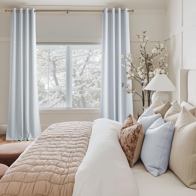 NICETOWN Room Darkening Draperies Curtains Panels, 2 Panels Greyish White W52 x - Image 9