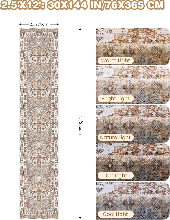 Carpet Runners for Hallway 12ft, Non-Slip Long Bathroom Rugs Runner for Kitchen - Image 2