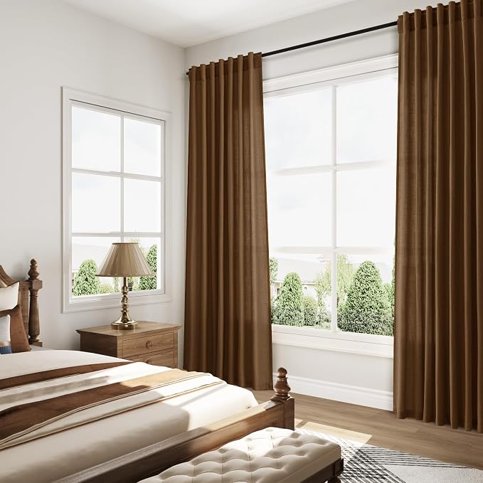 Nanspring Tobacco Brown Linen Curtains 84 Inches Long - Image 7