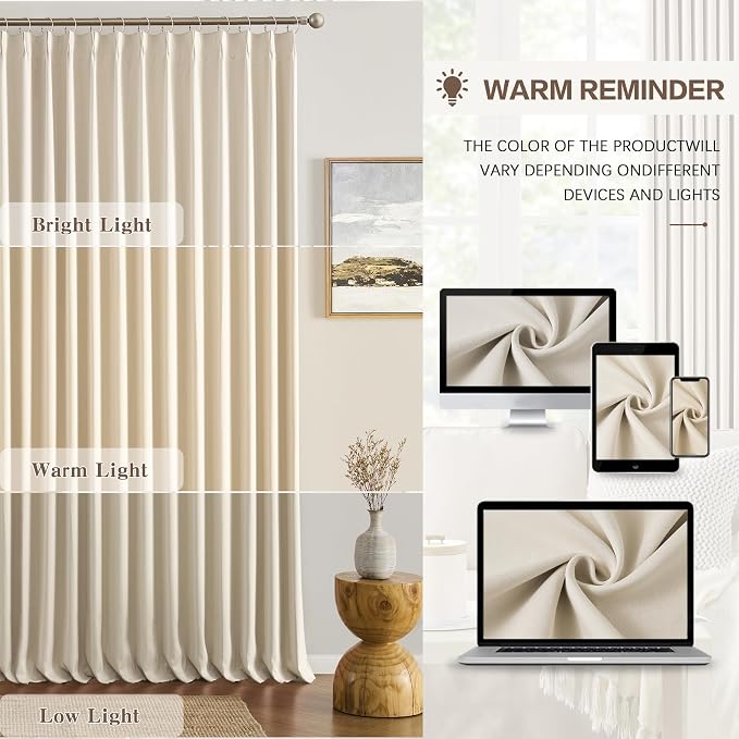 Custom Made Pinch Pleat Curtains 92 Inches Long 2 Panels Set, Elegant - Image 7