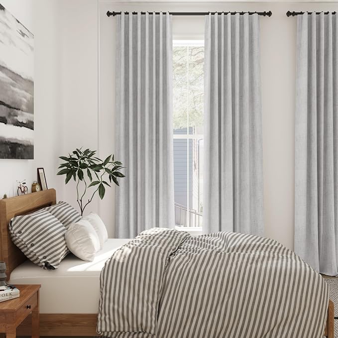 Nanspring Grey Linen Boho Curtains - Image 7