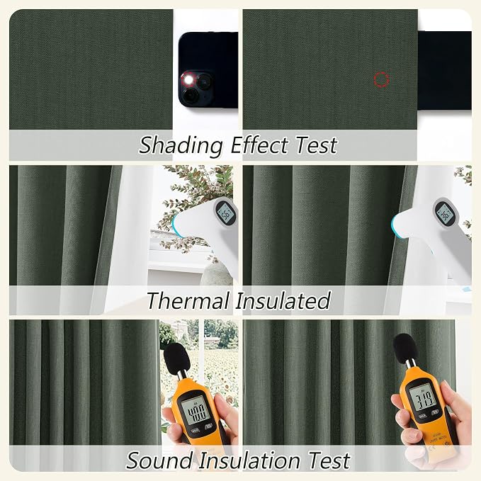 Guken Olive Green 100% Blackout Curtains 96 Inch Length 2 Panels Set - Image 5