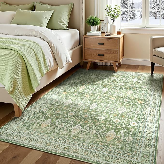Lofus 5x7 Area Rug for Living Room, Light Green Washable Area Rugs - Image 6