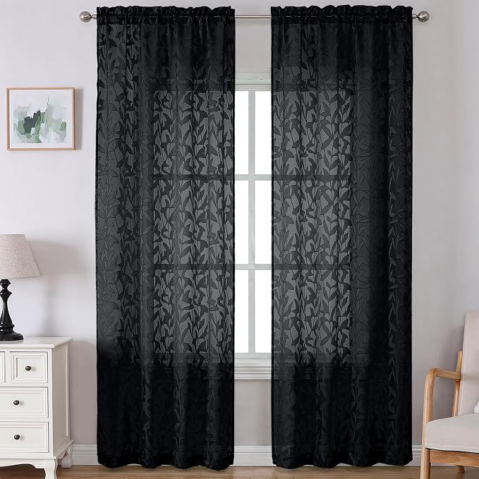 Lecloud Leia Black Sheer Curtains by Lecloud