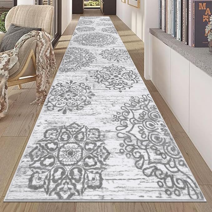 HEBE Hallway Runner Rug 2'8''x14' Washable Vintage Distressed Area Rugs Non by HEBE