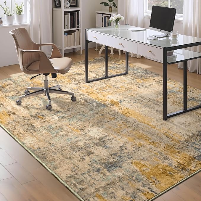 Ompaa Living Room Rug 6x9 Beige Area Rug Machine Washable Boho Rug Non Slip - Image 5