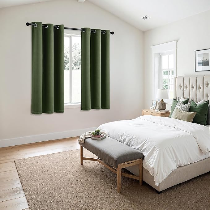 MIULEE Blackout Curtains for Bedroom 2 Panels 34 x 63 Inch Long Olive Green | - Image 6