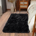 Soft Runner Rugs for Bedroom Hallways, 2x3 Black Fluffy Shag Throw Area Rug Non by Ailyei