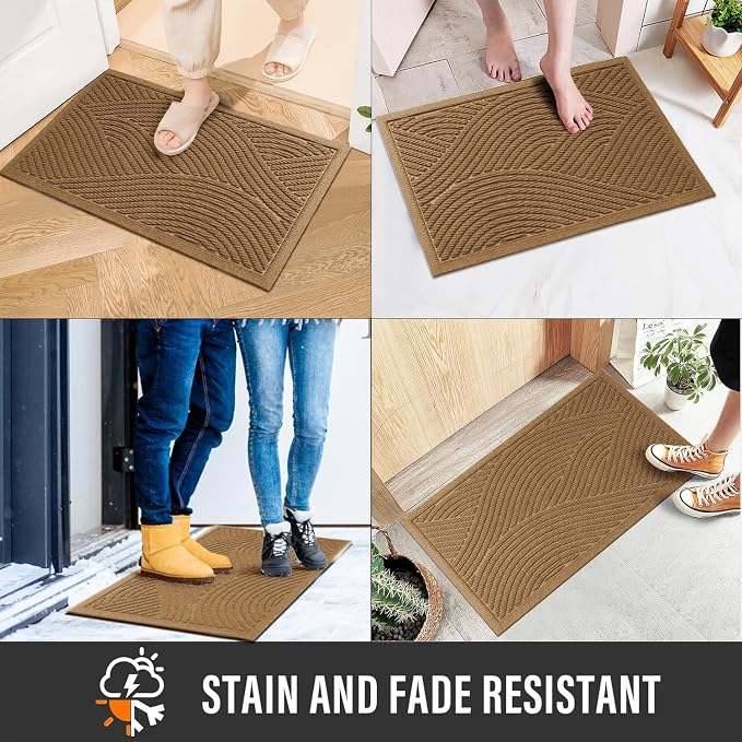 HIYARD Sturdy Front Door Mat, Absorbent Muddy Dirt Resist Welcome Door Mats - Image 4