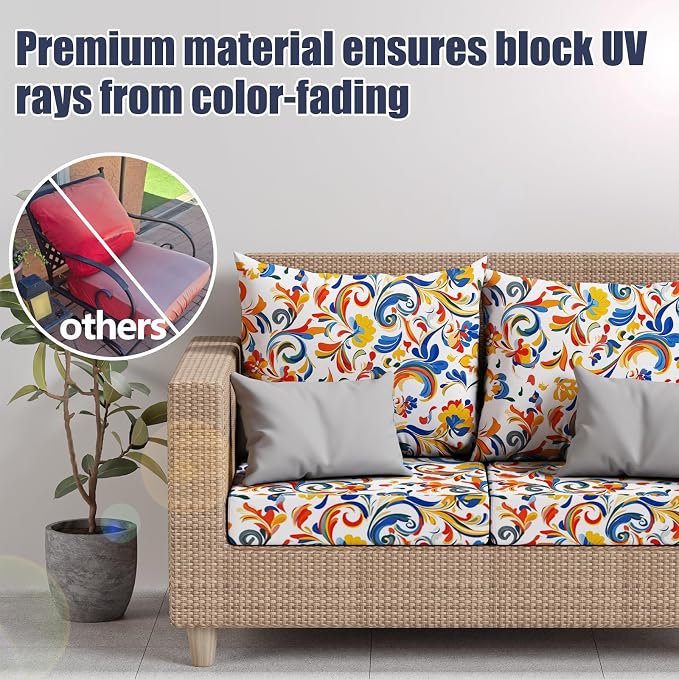 8Pcs Stretch Patio Cushion Covers, Outdoor Couch & Sofa Replacement Slipcovers - Image 3