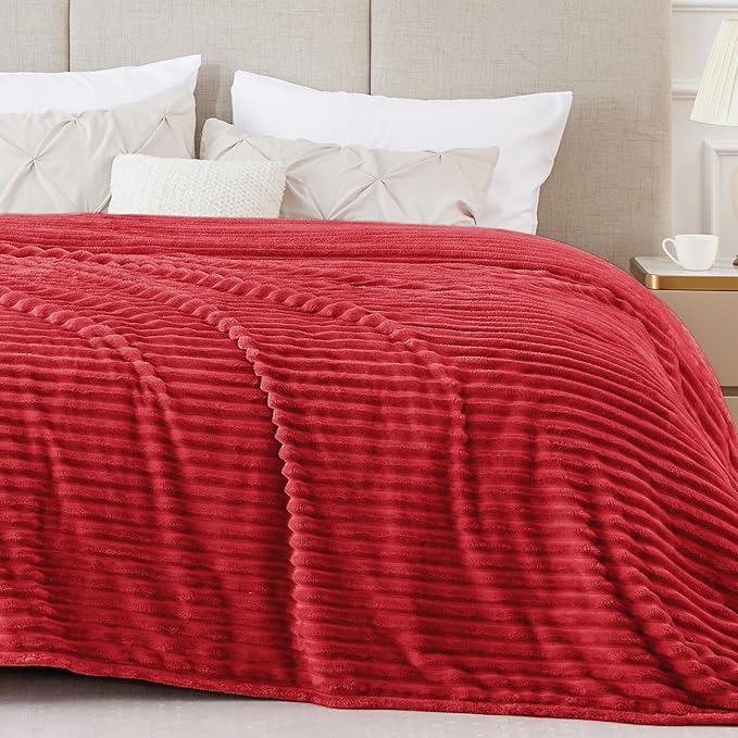 BEDELITE 3D Ribbed Jacquard Red Blankets Queen Size - Image 7